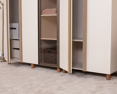 İtra 5 Kapaklı Gardırop Krem Gövde (4 Kapak Krem Lake 1 Kapak Camlı) - 4