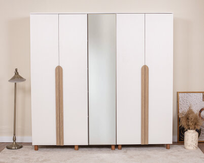 Vibe 5 Kapaklı Krem Gövde (4 Kapak Krem MDFLAM 1 Kapak Aynalı) - 