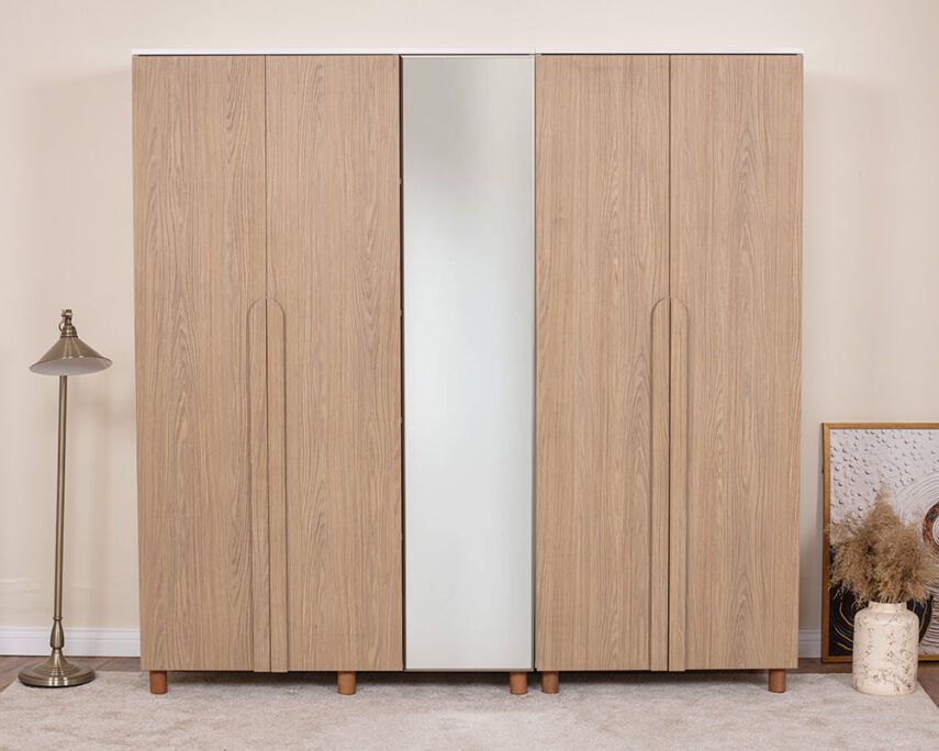 Vibe 5 Kapaklı Krem Gövde (4 Kapak Meşe MDFLAM 1 Kapak Aynalı) - 1