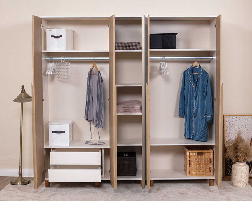 Vibe 5 Kapaklı Krem Gövde (4 Kapak Meşe MDFLAM 1 Kapak Aynalı) - 3