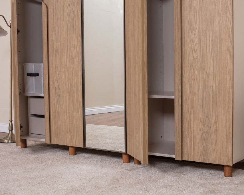 Vibe 5 Kapaklı Krem Gövde (4 Kapak Meşe MDFLAM 1 Kapak Aynalı) - 4