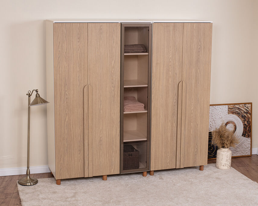 Vibe 5 Kapaklı Krem Gövde (4 Kapak Meşe MDFLAM 1 Kapak Camlı) - 2