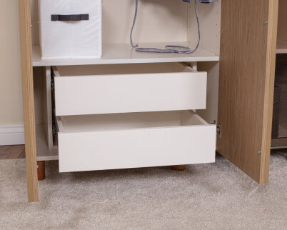 İtra 5 Kapaklı Gardırop Krem Gövde (4 Kapak Meşe MDFLAM 1 Kapak Camlı) - 5