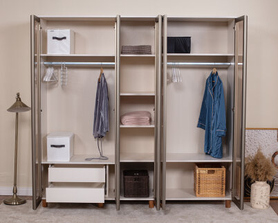 İtra 5 Kapaklı Gardırop Krem Gövde (Cam Kapak) - 3