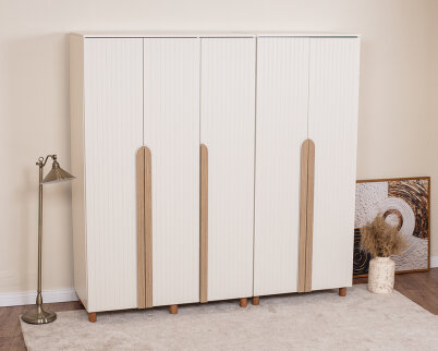 İtra 5 Kapaklı Gardırop Krem Gövde (Krem lake Kapak) - 2