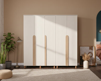 İtra 5 Kapaklı Gardırop Krem Gövde (Krem lake Kapak) - 