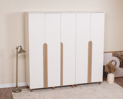 İtra 5 Kapaklı Gardırop Krem Gövde (Krem MDFLAM Kapak) - 2