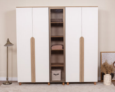 Vibe 5 Kapaklı Meşe Gövde (4 Kapak Krem MDFLAM 1 Kapak Camlı) - 