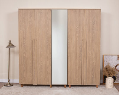 Vibe 5 Kapaklı Meşe Gövde (4 Kapak Meşe MDFLAM 1 Kapak Aynalı) - 