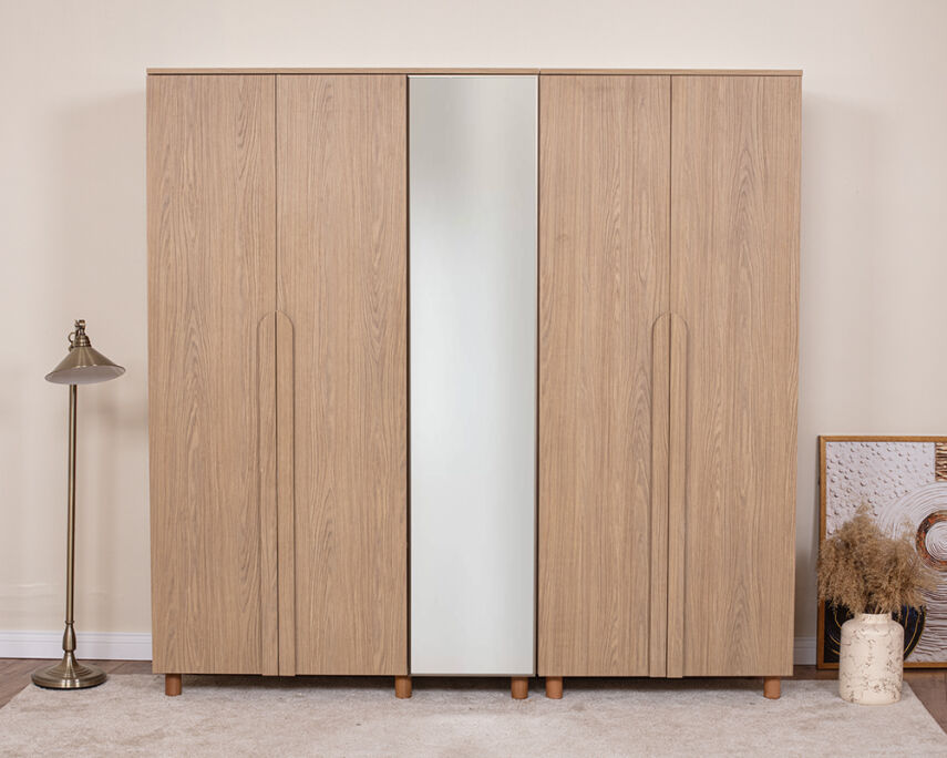 Vibe 5 Kapaklı Meşe Gövde (4 Kapak Meşe MDFLAM 1 Kapak Aynalı) - 1