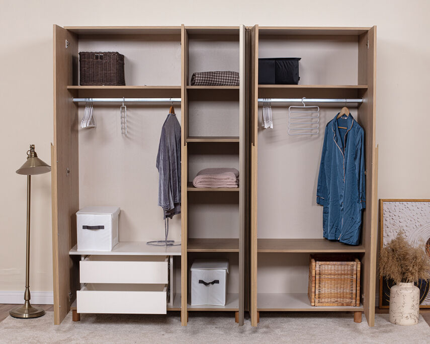 Vibe 5 Kapaklı Meşe Gövde (4 Kapak Meşe MDFLAM 1 Kapak Aynalı) - 3