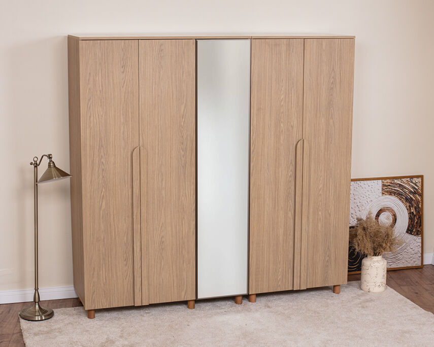 Vibe 5 Kapaklı Meşe Gövde (4 Kapak Meşe MDFLAM 1 Kapak Aynalı) - 2