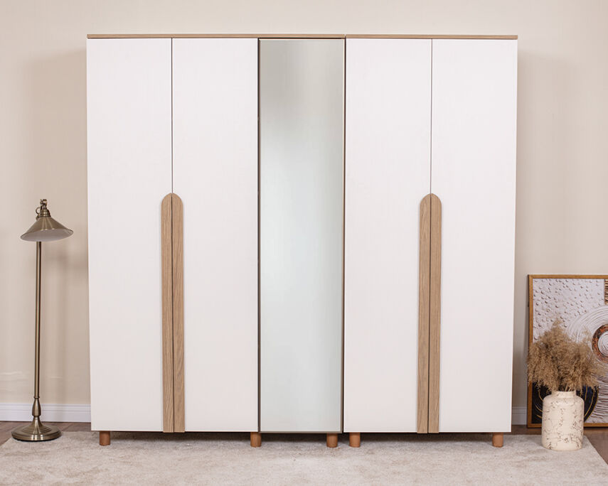 Vibe 5 Kapaklı Meşe Gövde (4 Kapaklı Krem MDFLAM 1 Kapak Aynalı) - 1