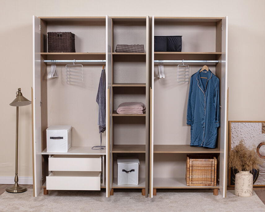 Vibe 5 Kapaklı Meşe Gövde (4 Kapaklı Krem MDFLAM 1 Kapak Aynalı) - 3