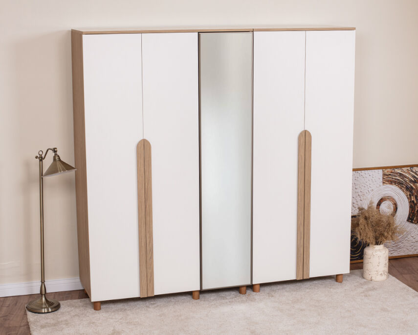 Vibe 5 Kapaklı Meşe Gövde (4 Kapaklı Krem MDFLAM 1 Kapak Aynalı) - 2