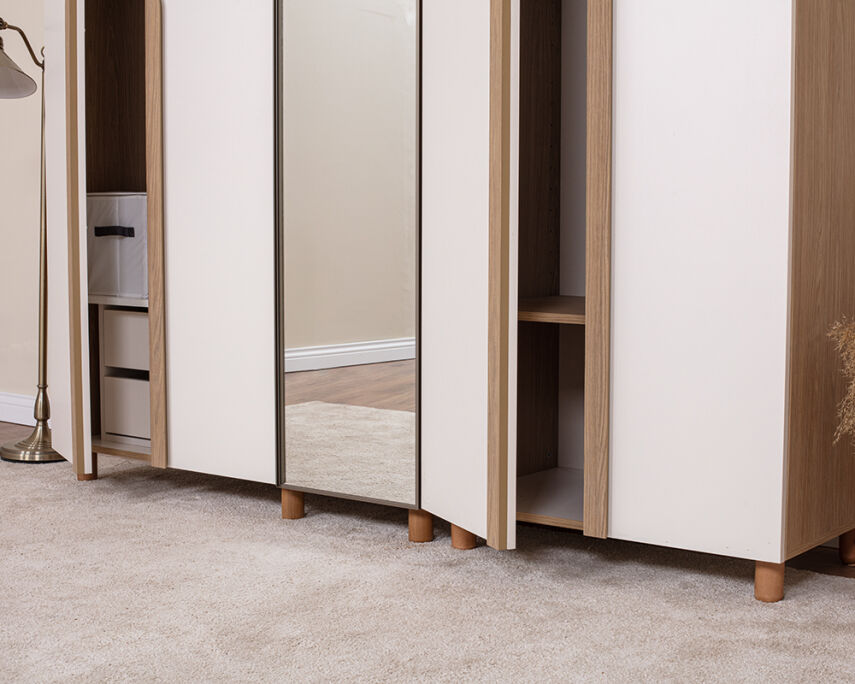 Vibe 5 Kapaklı Meşe Gövde (4 Kapaklı Krem MDFLAM 1 Kapak Aynalı) - 4