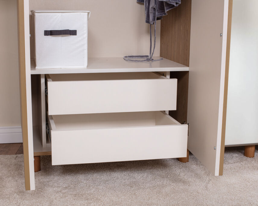 Vibe 5 Kapaklı Meşe Gövde (4 Kapaklı Krem MDFLAM 1 Kapak Aynalı) - 5