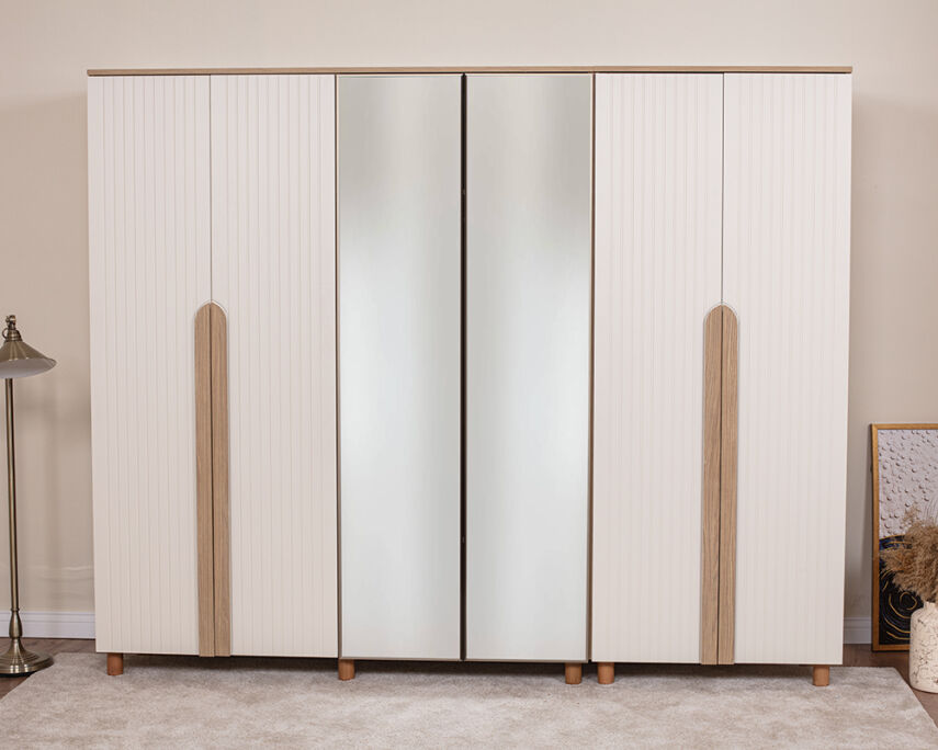 Vibe 6 Kapaklı Meşe Gövde (4 Kapak Krem Lake 2 Kapak Aynalı) - 1