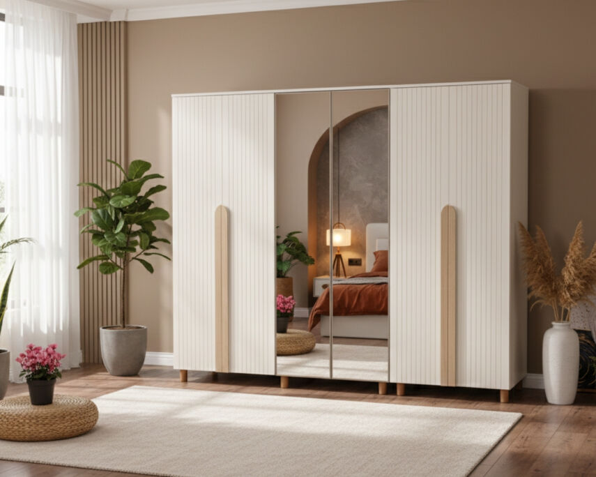 İtra 6 Kapaklı Krem Gövde (4 Kapak Krem Lake 2 Kapak Aynalı) - 1