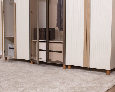 İtra 6 Kapaklı Gardırop Krem Gövde (4 Kapak Krem Lake 2 Kapak Camlı) - 4