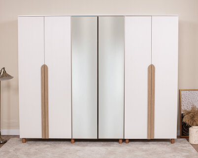 Vibe 6 Kapaklı Krem Gövde (4 Kapak Krem MDFLAM 2 Kapak Aynalı) - 