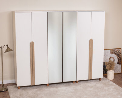 İtra 6 Kapaklı Krem Gövde (4 Kapak Krem MDFLAM 2 Kapak Aynalı) - 2