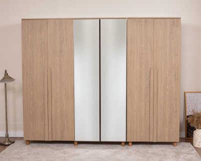 Vibe 6 Kapaklı Meşe Gövde (4 Kapak Meşe MDFLAM 2 Kapak Aynalı) - 