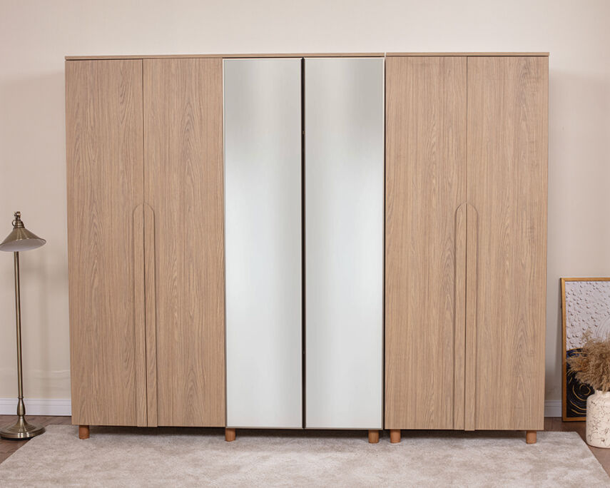 Vibe 6 Kapaklı Meşe Gövde (4 Kapak Meşe MDFLAM 2 Kapak Aynalı) - 1