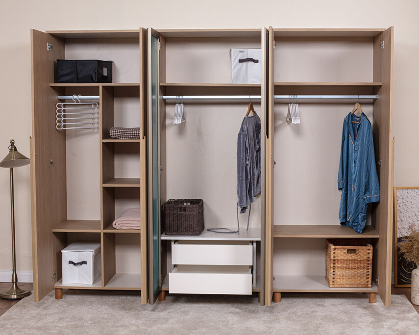 Vibe 6 Kapaklı Meşe Gövde (4 Kapak Meşe MDFLAM 2 Kapak Aynalı) - 3