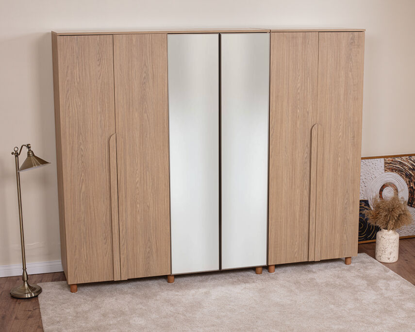 Vibe 6 Kapaklı Meşe Gövde (4 Kapak Meşe MDFLAM 2 Kapak Aynalı) - 2