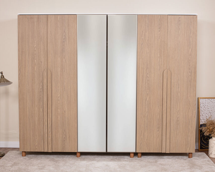 Vibe 6 Kapaklı Krem Gövde (4 Kapak Meşe MDFLAM 2 Kapak Aynalı) - 1