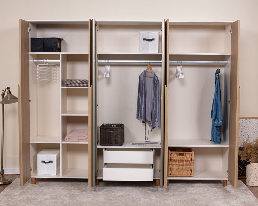 Vibe 6 Kapaklı Krem Gövde (4 Kapak Meşe MDFLAM 2 Kapak Aynalı) - 3