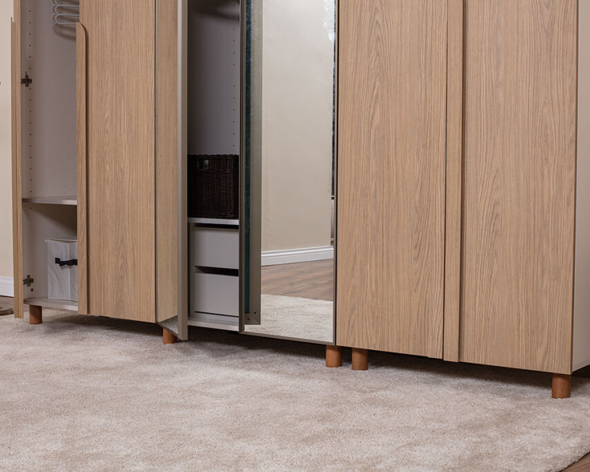 Vibe 6 Kapaklı Krem Gövde (4 Kapak Meşe MDFLAM 2 Kapak Aynalı) - 4