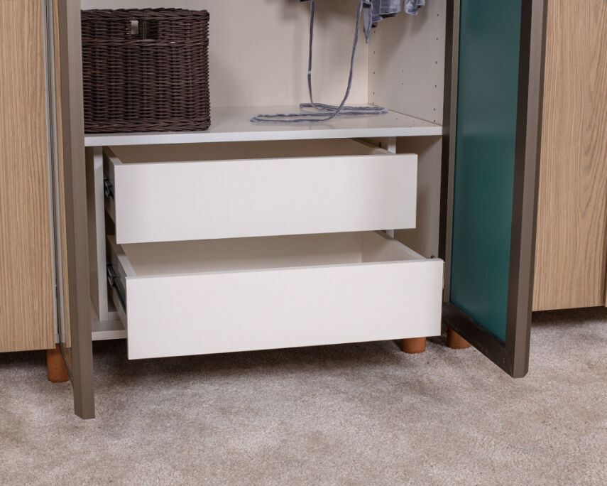 Vibe 6 Kapaklı Krem Gövde (4 Kapak Meşe MDFLAM 2 Kapak Aynalı) - 5