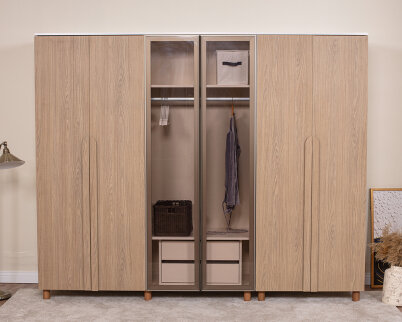 Vibe 6 Kapaklı Krem Gövde (4 Kapak Meşe MDFLAM 2 Kapak Camlı) - 