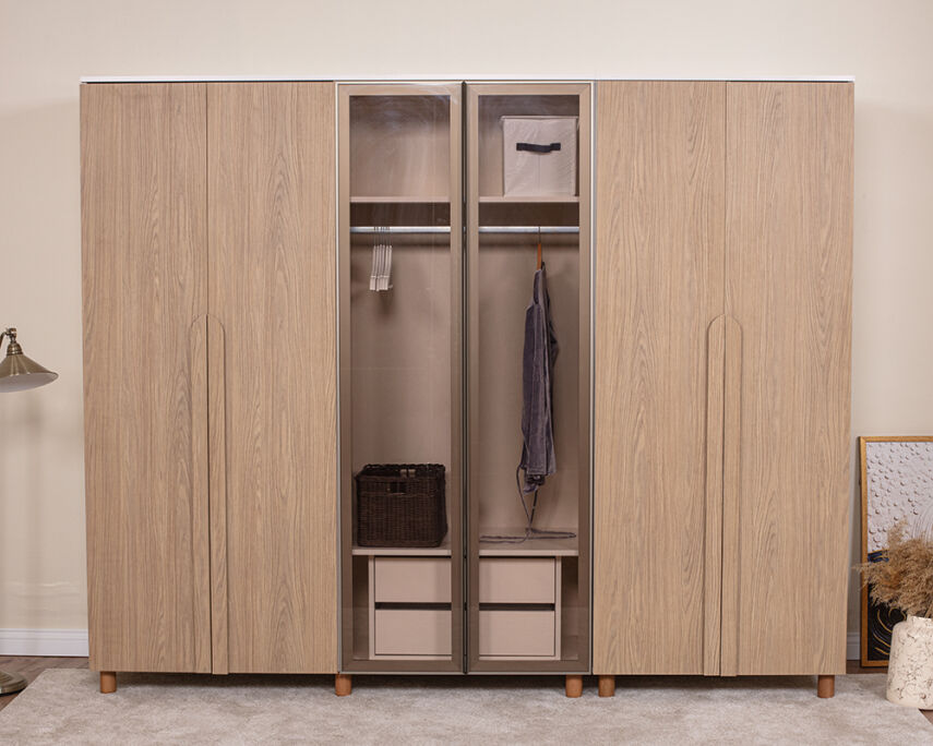 Vibe 6 Kapaklı Krem Gövde (4 Kapak Meşe MDFLAM 2 Kapak Camlı) - 1