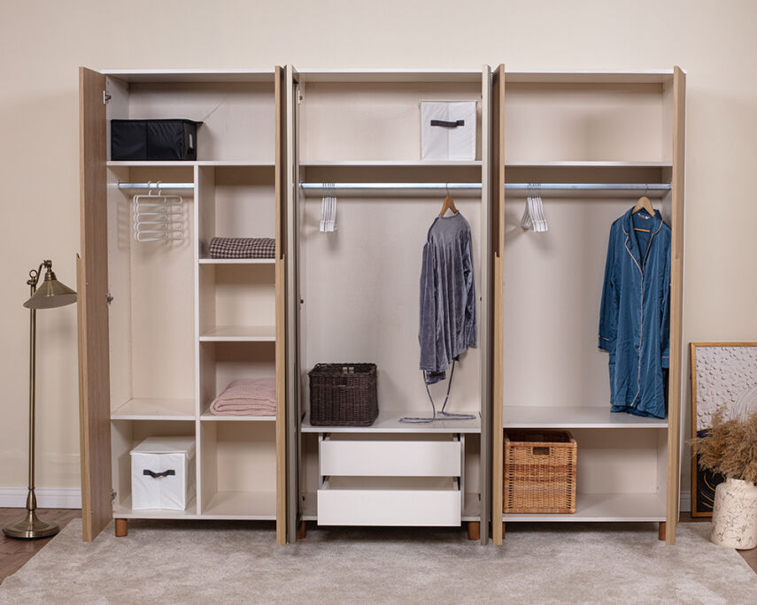 Vibe 6 Kapaklı Krem Gövde (4 Kapak Meşe MDFLAM 2 Kapak Camlı) - 3