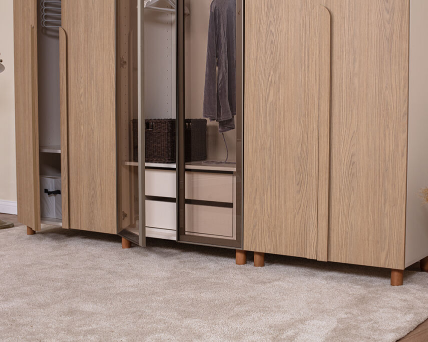 Vibe 6 Kapaklı Krem Gövde (4 Kapak Meşe MDFLAM 2 Kapak Camlı) - 4