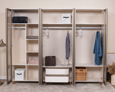 İtra 6 Kapaklı Gardırop Krem Gövde (Cam Kapak) - 3