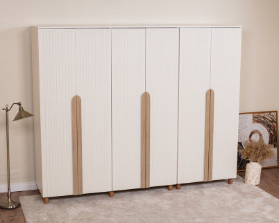 İtra 6 Kapaklı Gardırop Krem Gövde (Krem Lake Kapak) - 2