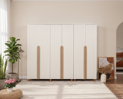 İtra 6 Kapaklı Gardırop Krem Gövde (Krem Lake Kapak) - 