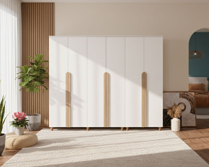 İtra 6 Kapaklı Gardırop Krem Gövde (Krem MDFLAM Kapak) - 1