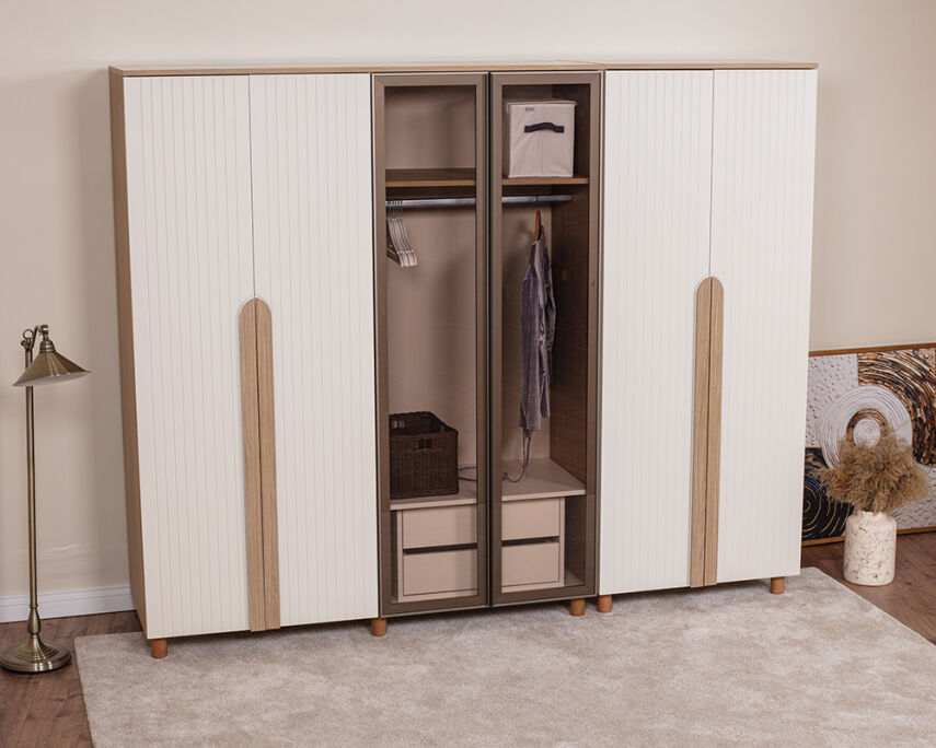 Vibe 6 Kapaklı Meşe Gövde (4 Kapak Krem Lake 2 Kapak Camlı) - 2