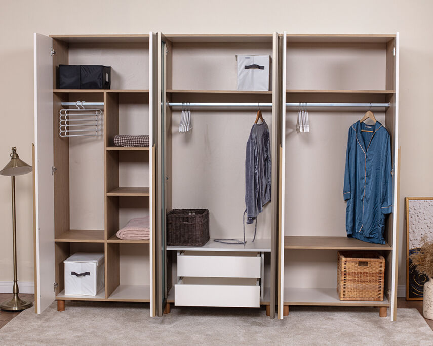 Vibe 6 Kapaklı Meşe Gövde (4 Kapak Krem MDFLAM 2 Kapak Aynalı) - 3