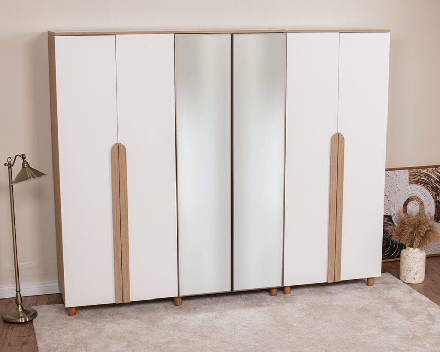 Vibe 6 Kapaklı Meşe Gövde (4 Kapak Krem MDFLAM 2 Kapak Aynalı) - 2