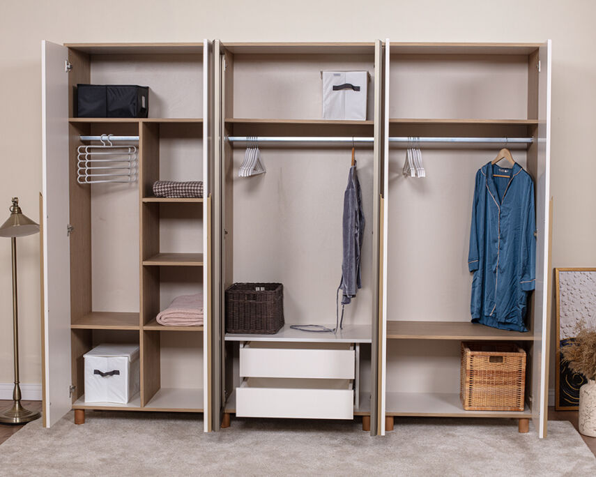 Vibe 6 Kapaklı Meşe Gövde (4 Kapak Krem MDFLAM 2 Kapak Camlı) - 3