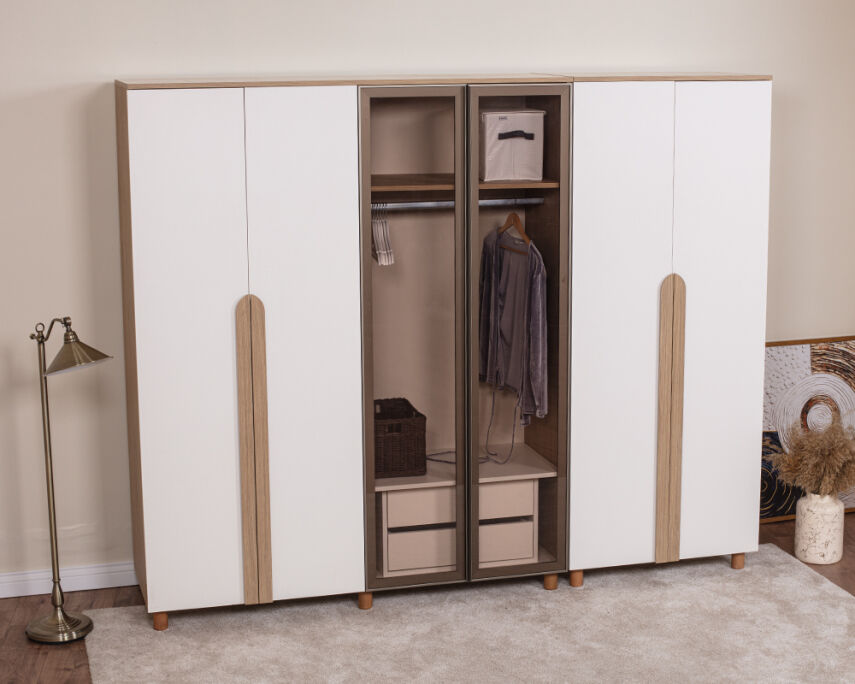 Vibe 6 Kapaklı Meşe Gövde (4 Kapak Krem MDFLAM 2 Kapak Camlı) - 2