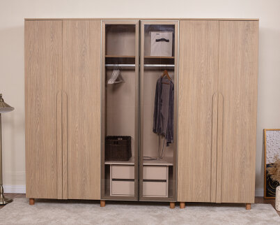 Vibe 6 Kapaklı Meşe Gövde (4 Kapak Meşe MDFLAM 2 Kapak Camlı) - 