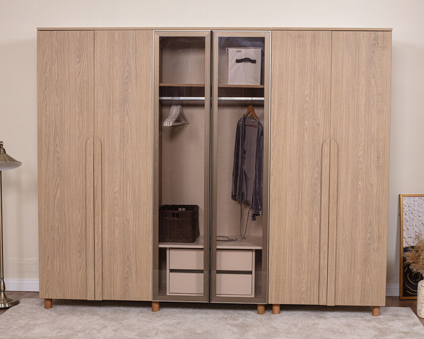 Vibe 6 Kapaklı Meşe Gövde (4 Kapak Meşe MDFLAM 2 Kapak Camlı) - 1