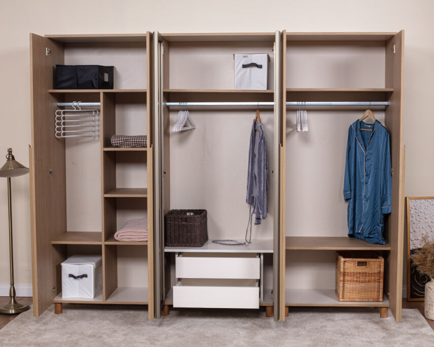 Vibe 6 Kapaklı Meşe Gövde (4 Kapak Meşe MDFLAM 2 Kapak Camlı) - 3